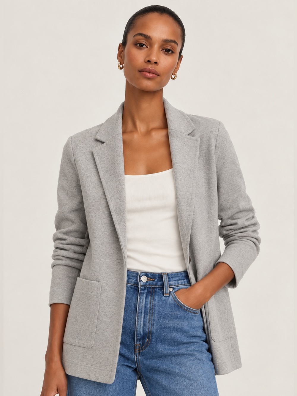 J.Crew Sophie Open-Front Sweater Blazer Gray Knit Cardigan Jacket XS